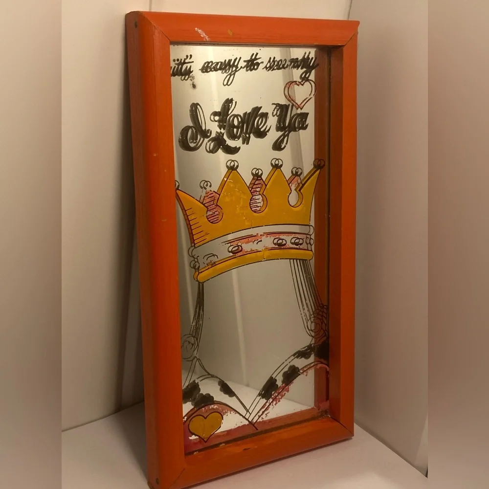 Vintage 70s Wallace Berrie Queen Carnival Mirror Its Easy To See Why I Love Ya